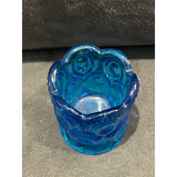 Vintage L.E. Smith Cobalt Blue Moon And Stars Toothpick Holder - Picture 3 of 4